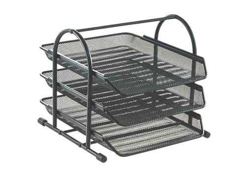 PAPELERA DE ESCRITORIO METALICA 3 TRAMOS NEGRA